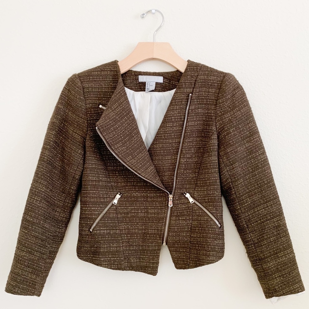 H&M Green Zip Up Blazer